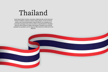 Ribbon flag of Thailand. Celebration background