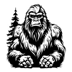 Elusive Bigfoot Vector Illustration