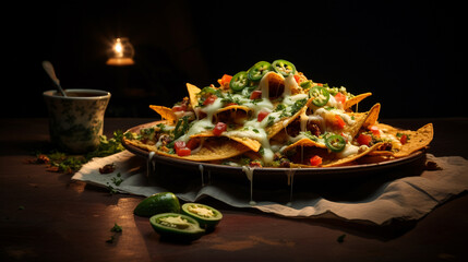 Nacho style, food photo, Commercial advertise, shot in studio with Flash light, hasselblad camera...