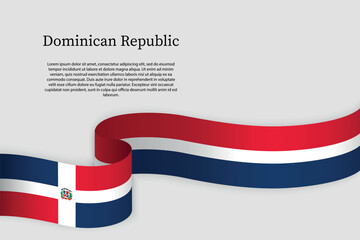 Ribbon flag of Dominican Republic. Celebration background
