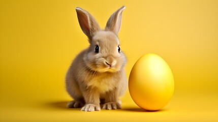 Fototapeta na wymiar Rabbit on pastel background with easter egg decoration.