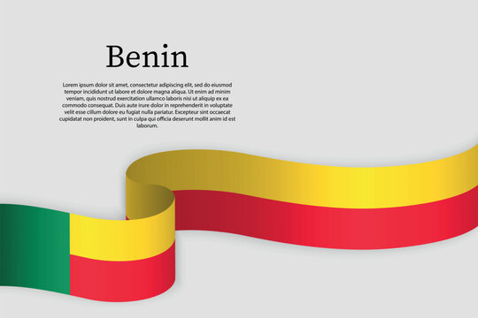 Ribbon flag of Benin. Celebration background