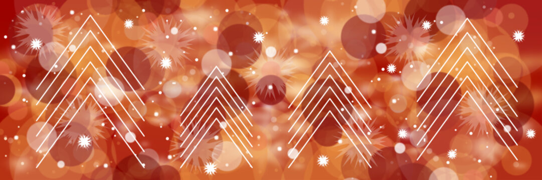 red christmas background with christmas trees and snowflakes, pattern with white snowflakes on magical red defocused background, abstract christmas background, red bokeh background, winter design