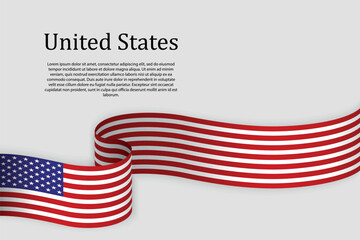 Ribbon flag of United States. Celebration background