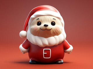 A Cute 3D Seal Dressed Up as Santa Claus on a Solid Color Background