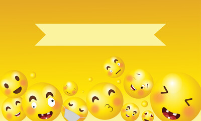 Naklejka premium world smiling day concept poster, emoji background design template with text space, emoji with different face impressions vector.