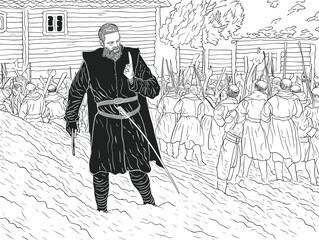 A Man In A Black Robe - Medieval crime Medieval art.