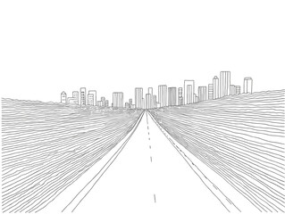 A Drawing Of A City - New York City street road in Manhattan