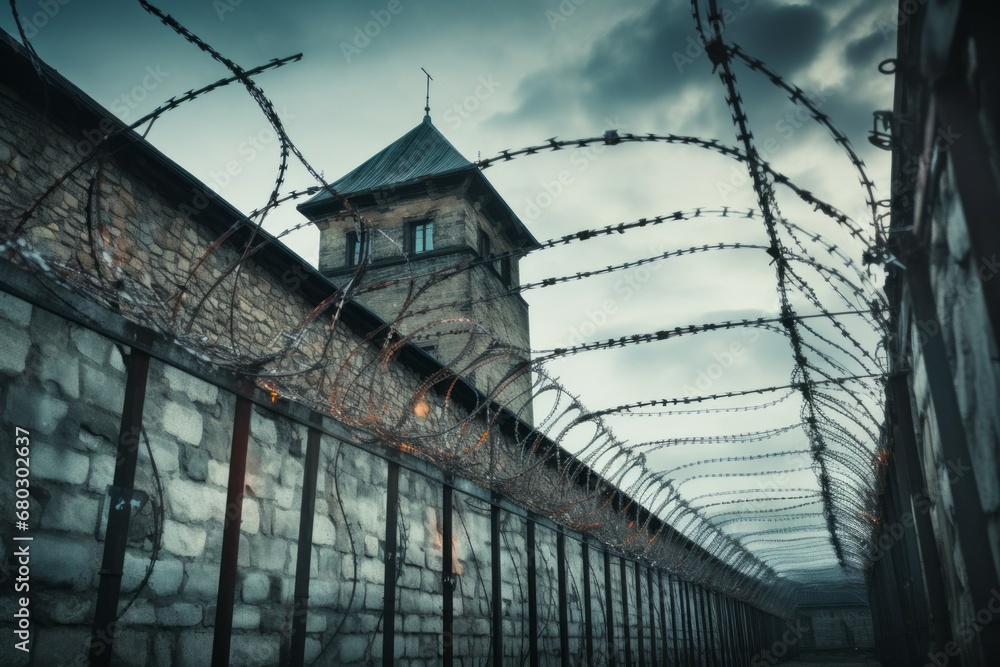 Poster old prison. background with selective focus and copy space