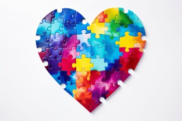 Puzzle pieces form a heart. Valentine's Day background with copy space - Powered by Adobe