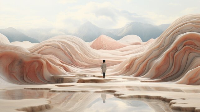 Marble Wonderland: A surreal, otherworldly landscape resembling a marble desert.