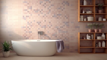 Pastel Tile Delight: A bathroom wall adorned with pastel-colored tiles, lending a soft and inviting ambiance.