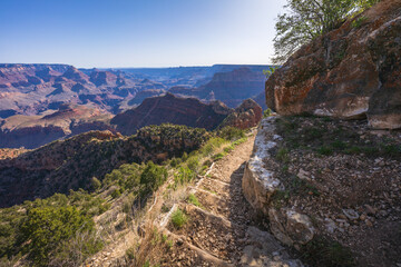 hiking the grandview trail in the grand canyon national park, arizona, usa