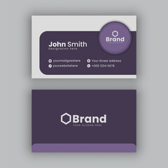 Luxury horizontal business card template - Modern purple and white business card design
