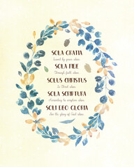 5 SOLAS of the Reformation wall art. Reformed christian wall art.