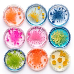 Obraz na płótnie Canvas Color Bacteria Culture in a Petri Dish, Microorganisms, Petri Dish and Culture Media with Bacteria