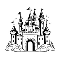 Enchanting Castle Landscape Vector Illustration