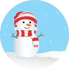 snowman with red hat and red scarf