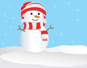 snowman with red hat and red scarf