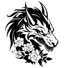 Whimsical Floral Dragon Vector Illustration