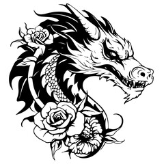 Whimsical Floral Dragon Vector Illustration