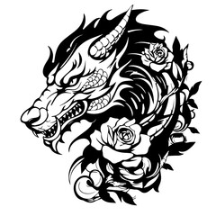 Whimsical Floral Dragon Vector Illustration