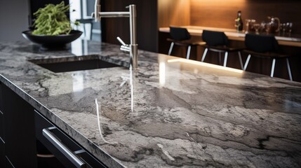 Smooth, polished granite surface with intricate patterns - obrazy, fototapety, plakaty