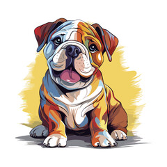 Bulldog vecor illsutration. Cute english bulldog logo, tshirt apparel design