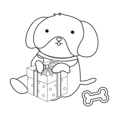 dog with bone and a gitf