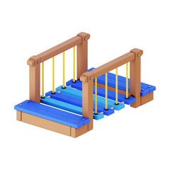 Hanging Bridge Kids Playground 3D Illustration