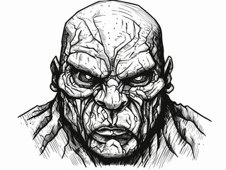 A Drawing Of A Man With Cracked Skin - portrait of a golem.