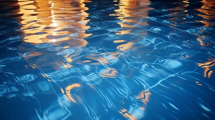 Rippled and reflective pool water with shimmering lights