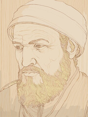A Drawing Of A Man With A Beard - portrait of Albrecht Dürer