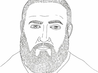 A Drawing Of A Man With A Beard - portrait of an average man.