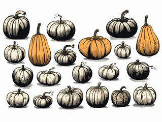 A Group Of Pumpkins In Different Colors - Pumpkins picks and ready for sale.