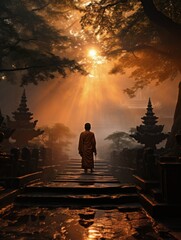 Religion Buddhism. exploring the essence of religion: the path to enlightenment and spiritual awakening in buddhism's timeless wisdom and meditation practices. - obrazy, fototapety, plakaty