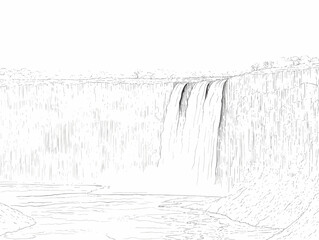 A Waterfall With A Waterfall In The Background - victoria falls - obrazy, fototapety, plakaty