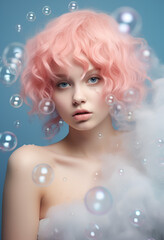 Portrait of a young beautiful girl with pastel colors