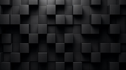 Black cubes. Black abstract geometric background with cubes