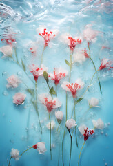 Underwater creative love concept of fresh Spring