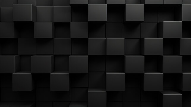 Black cubes. Black abstract geometric background with cubes © alionaprof