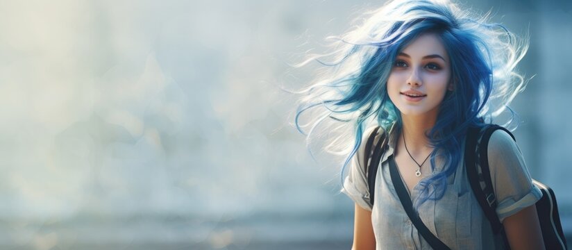 The girl with blue hair, a student of education, radiated beauty and confidence as she traveled the world, her cute hipster style capturing the attention of people everywhere, leaving smiles on their