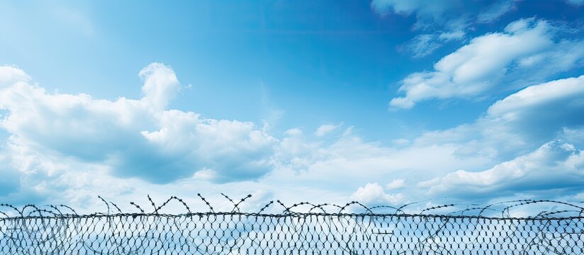 The blue sky and fluffy clouds created a picturesque background, while the metal border, made of sturdy steel and iron wires, enhanced security and safety throughout the day, resembling a war fence.