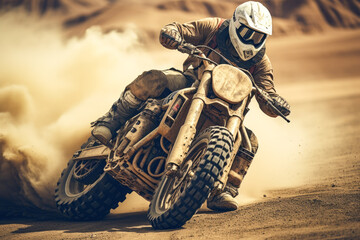 A man is riding a dirt bike on a offroad.