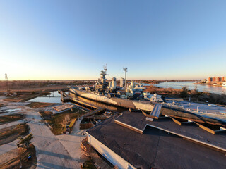Fototapeta na wymiar Battleship North Carolina (BB-55) - Drone 