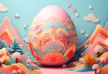 Abstract creative Easter concept of painted pastel egg