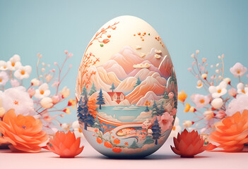 Abstract creative Easter concept of painted pastel egg