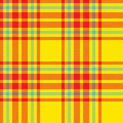 Plaid seamless pattern in yellow. Check fabric texture. Vector textile print.