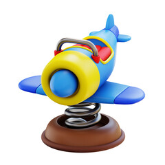 Aircraft Spring Rider Kids Playground 3D Illustration