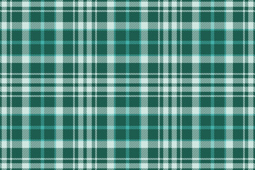 Plaid background, check seamless pattern in green. Vector fabric texture for textile print, wrapping paper, gift card or wallpaper.